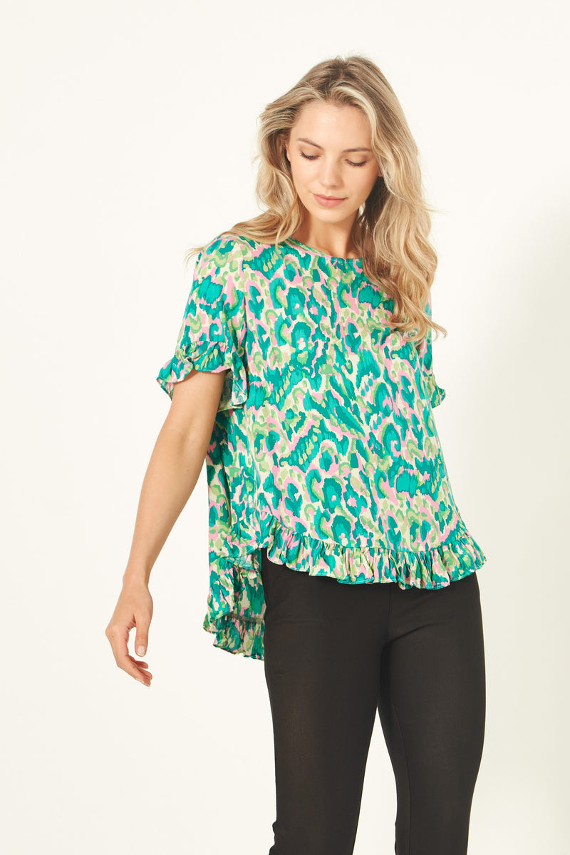 Madelaine Top Teal Print