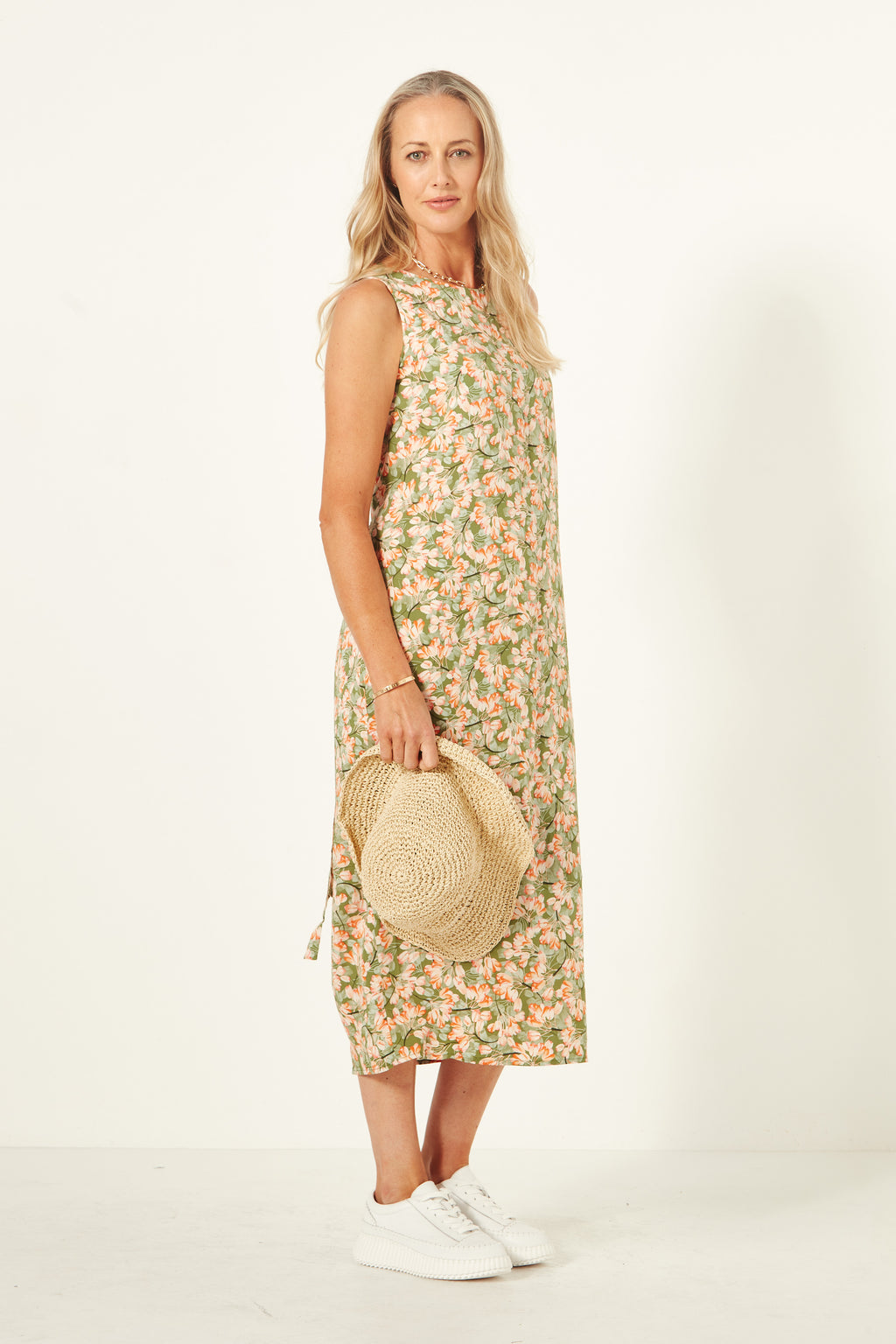 Mimi Dress Green Tulips