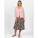 Linen Jacket With Frayed Seams Pink