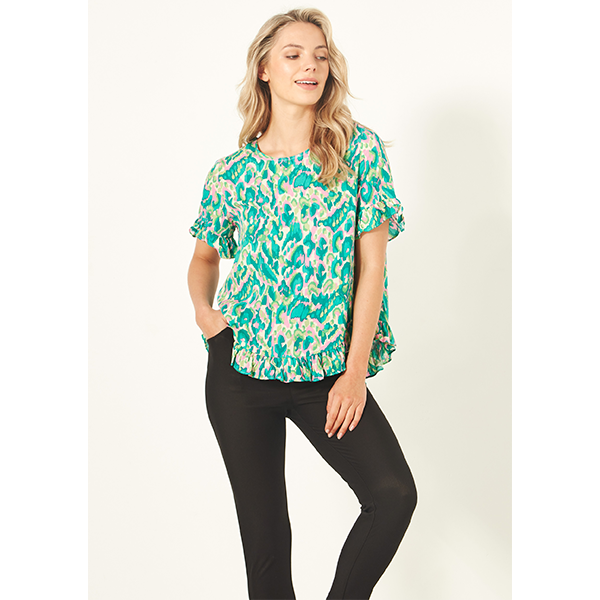 Madelaine Top Teal Print