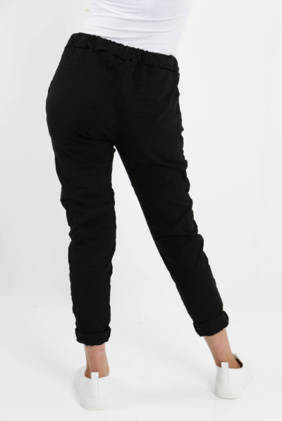 Italian Plain Stretch Magic Pants Black