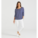 Milan 3/4 Sleeve Top Parisian Stripe