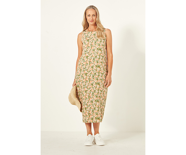 Mimi Dress Green Tulips