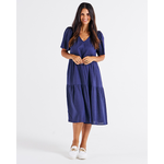 Regina Linen Dress Navy