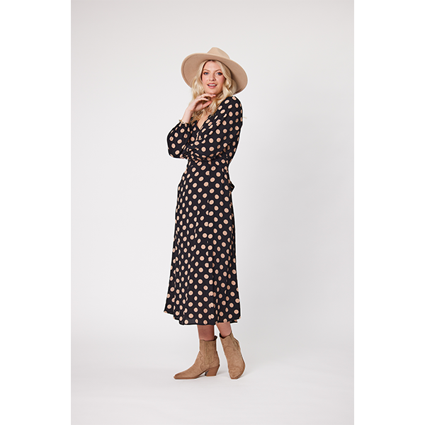 Sabrina Dress Latte Polkadot