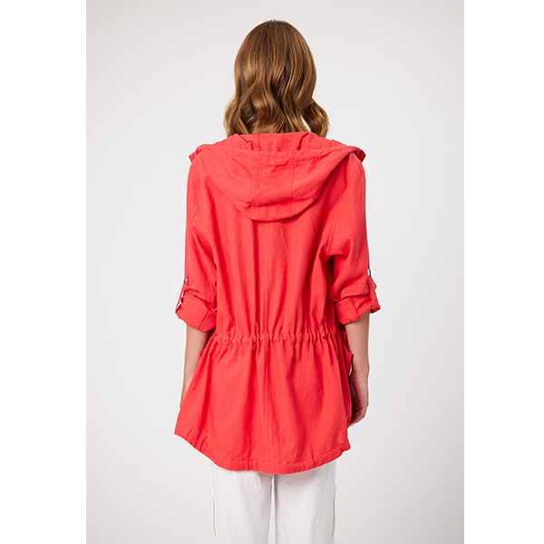 Santorini Linen Blend Jacket Coral