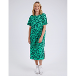 Stencil Floral Tee Dress Green