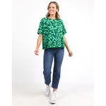 Stencil Floral Tee Green