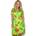 Thistle In Red Jungle Dress Bright Yellow/Lime