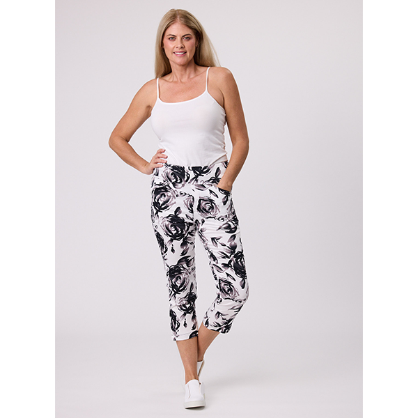 Ursula 3/4 Printed Pants White/Black