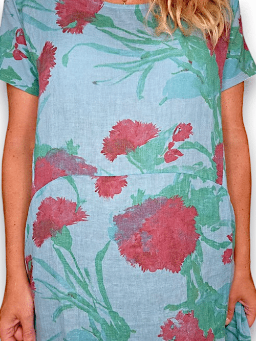 Thistle In Red Jungle Dress Light Turquoise