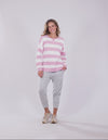 Billie Block Stripe Crew Soft Pink