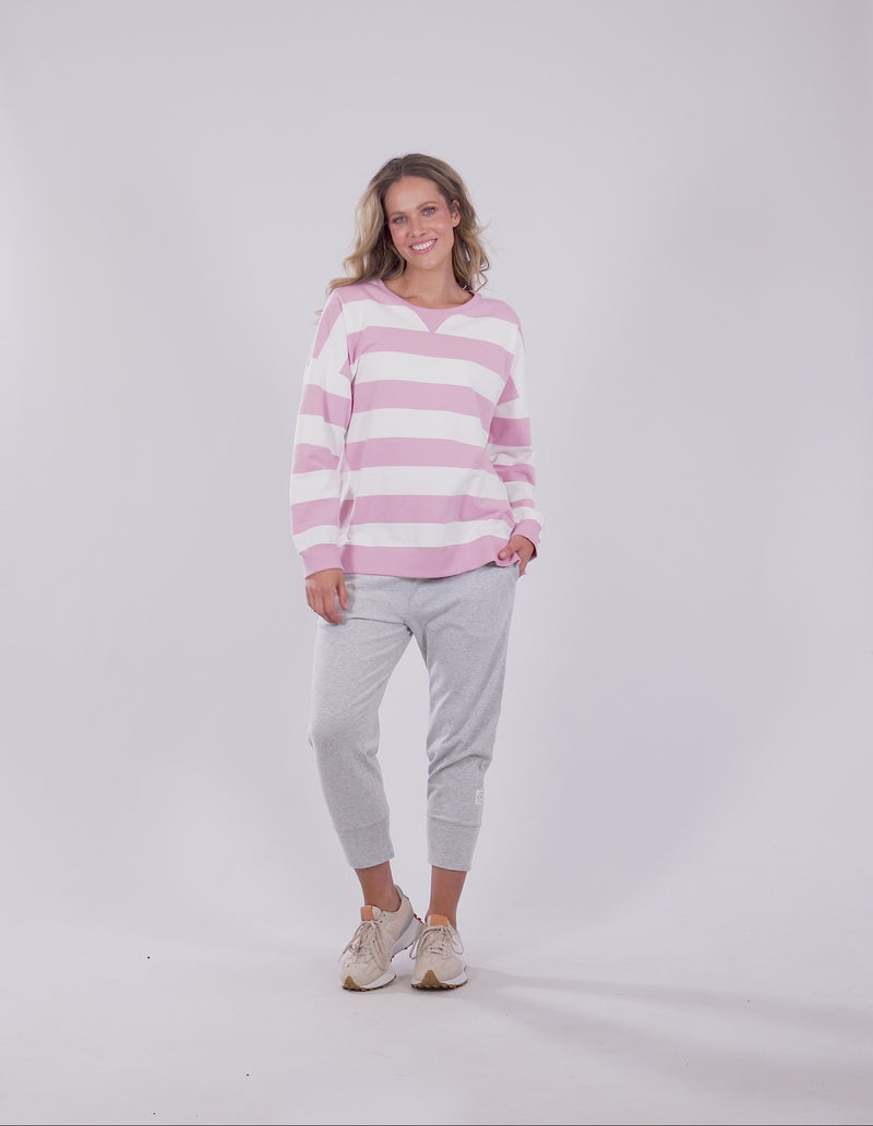 Billie Block Stripe Crew Soft Pink