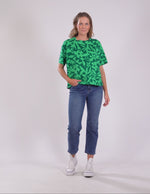 Stencil Floral Tee Green