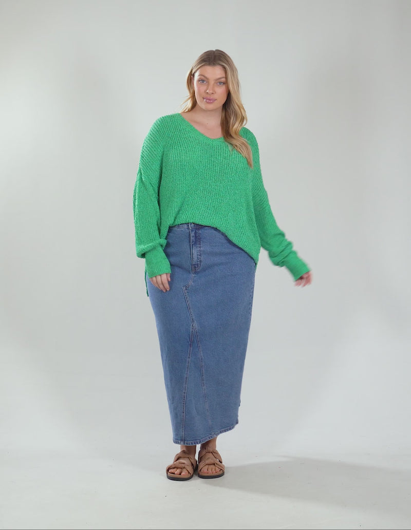 Rachele V Neck Knit Green